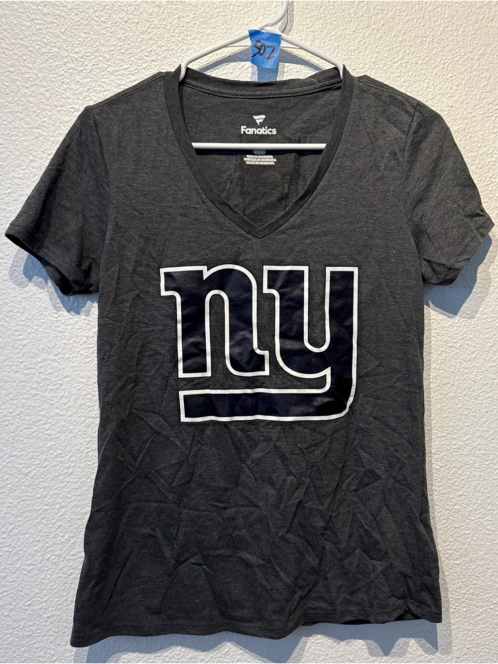 Fanatics Black New York Giants V-Neck Tee with White Logo bnwot